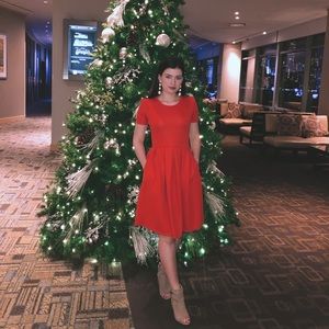 Lularoe Solid Red Amelia w/ Pockets - XS